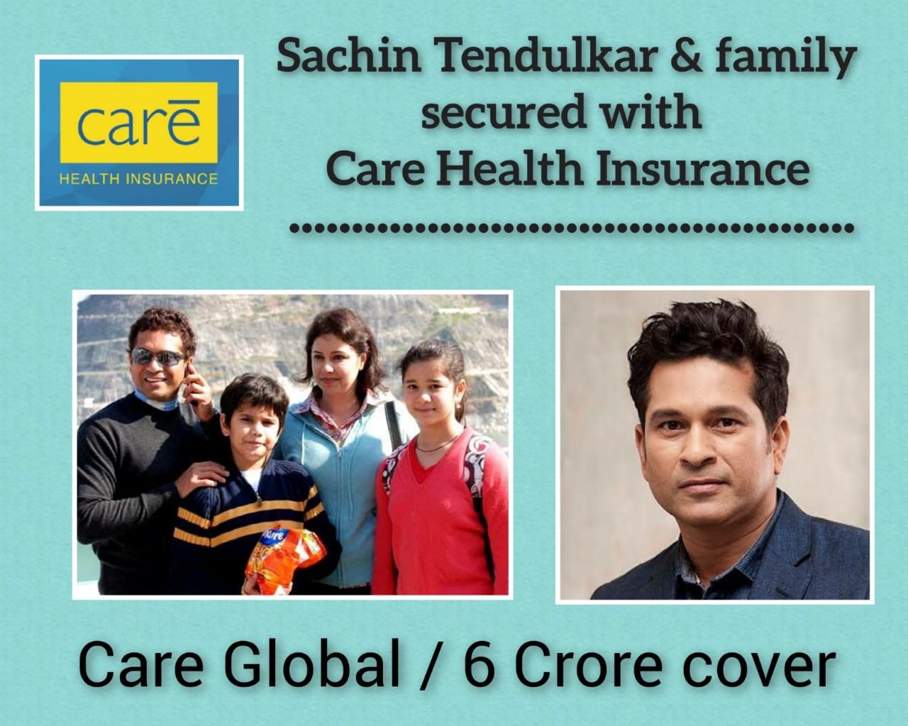 Sachin Tendulkar secured with CARE Health Insurance