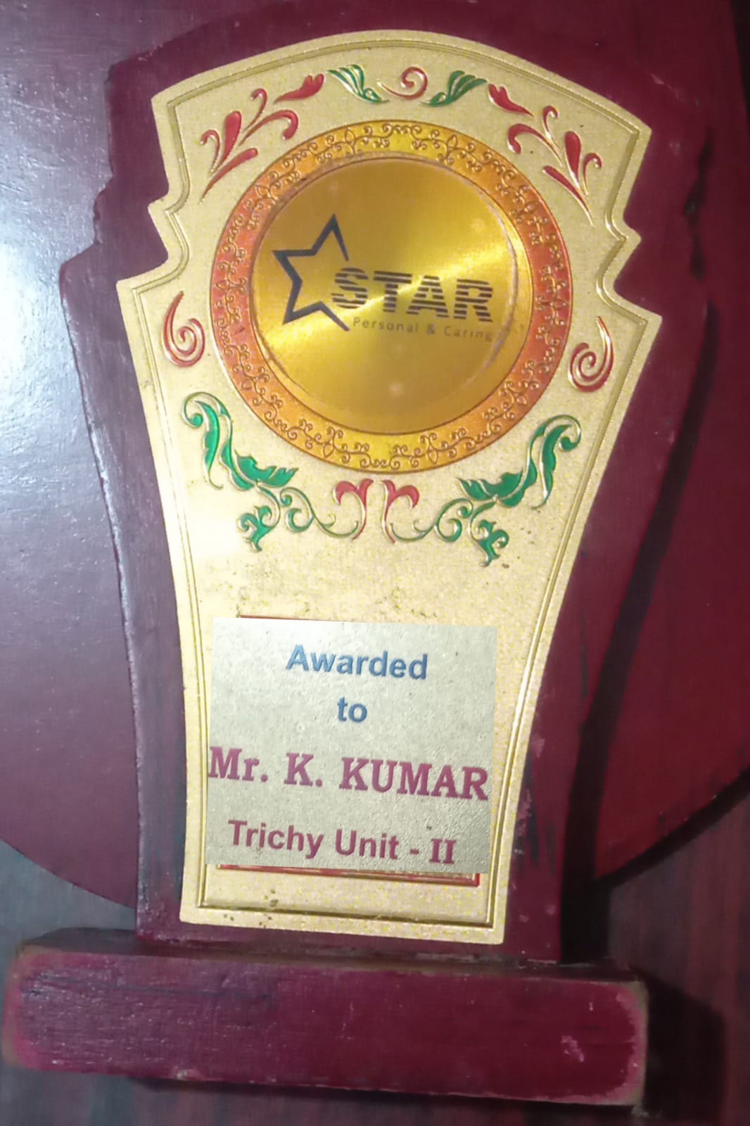 STAR Health Trichy Unit-II trophy — K. Kumar